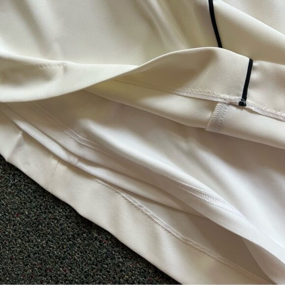 Black & White Color-block Structured Turtleneck Long-Sleeve A-line Gown Dress S - Picture 12 of 16